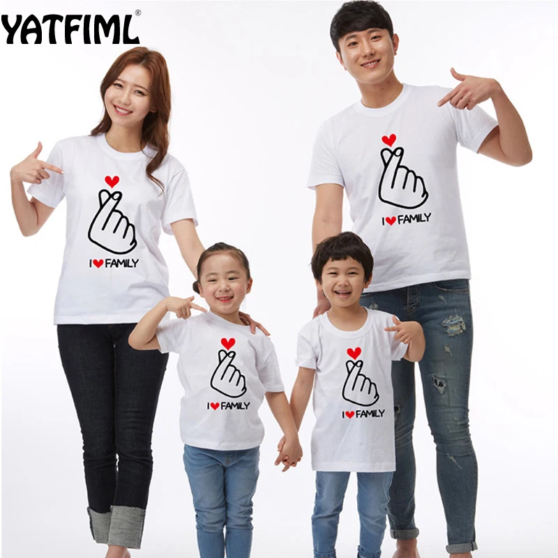 YATFIML семейный образ одежда для мамы и дочери футболка мальчиков девочек летняя