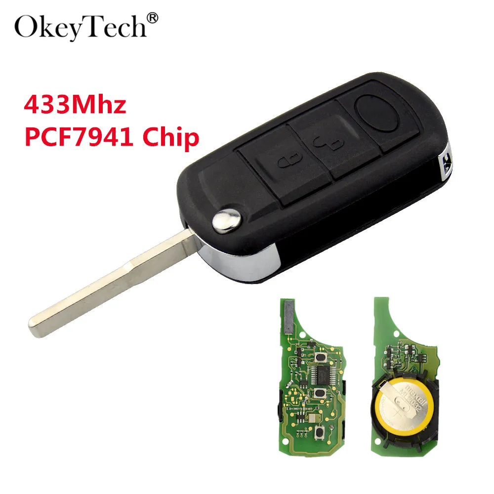 Okeytech 3 кнопки 433 МГц PCF7941 чип флип Автомобильный ключ дистанционного управления для Land Rover Range Rover LR3 freelander Evoque Дискавери Спорт