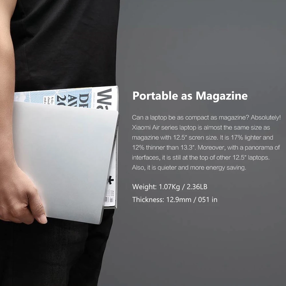 Ноутбук Xiaomi Air 12 5 ''Intel Core M3 8100Y двухъядерный ноутбук 4 Гб оперативной памяти 128 SSD