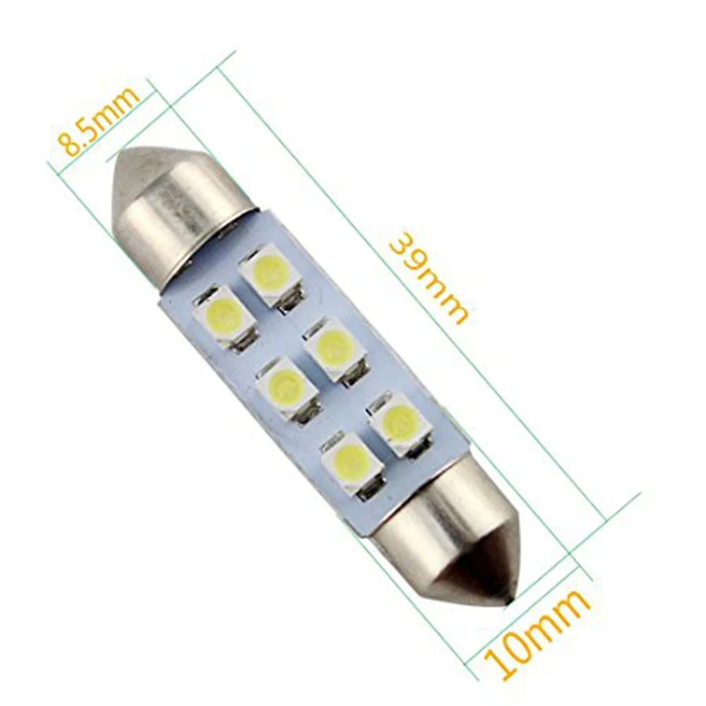 YSY 50 шт в наборе C5W 31 мм/36 мм/39 мм/41 мм белый 1210 3528 6 светодиодный купол с фестонами