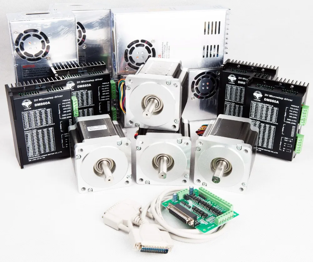 Шаговый двигатель 4 оси Nema34 34HS9840 1090 oz. in = 7.0N. m 4A драйвер DM860A мощный ЧПУ