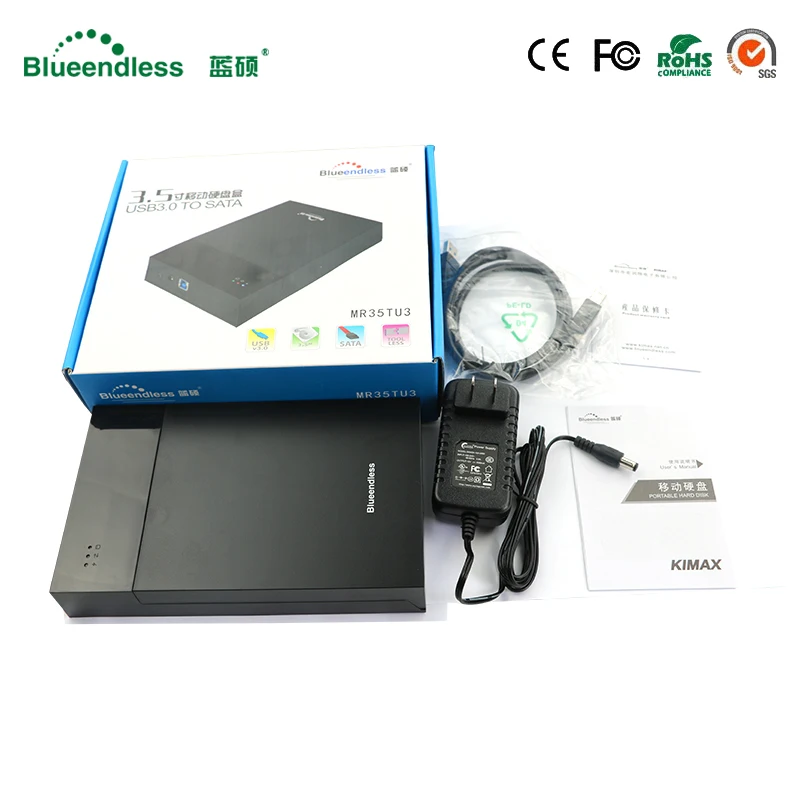 Tool Free 3.5'' Plastic Sata Hdd Case Power Hard Disk Caddy USB 3.0 Sata 6gbps Hdd Enclosures Suit for 8tb Sata Computer Hdd Ssd
