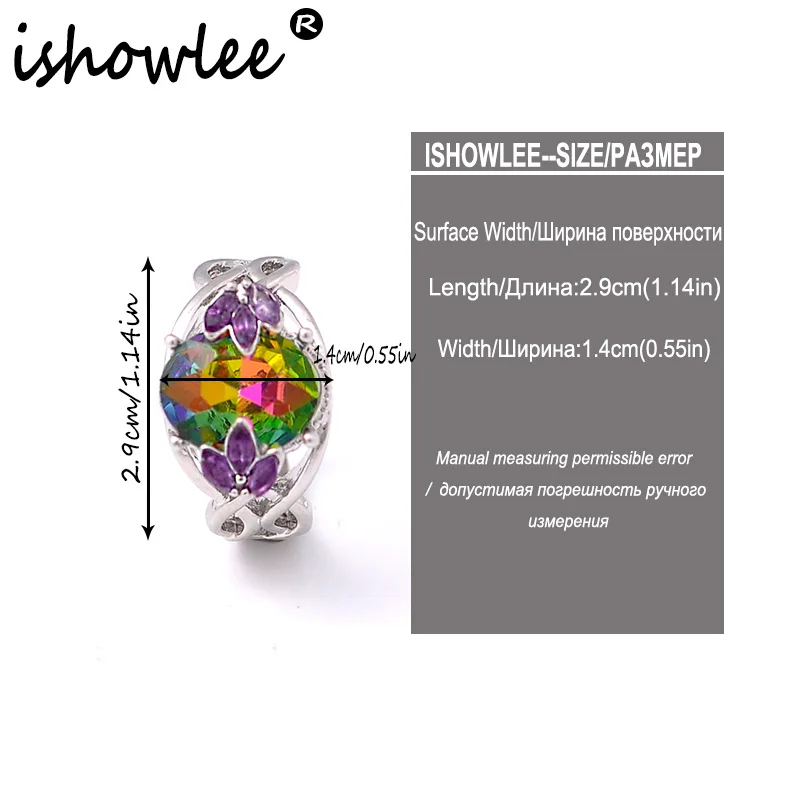 Кольцо ISHOWLEE женское трехцветное с кристаллами волнистыми камнями jzb43 | Украшения