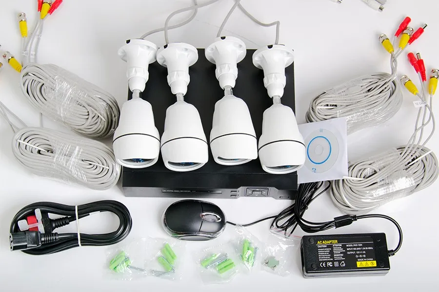 HD 4CH 720 P CCTV система безопасности 4 шт. 1000TVL IR Открытый AHD камеры видеонаблюдения