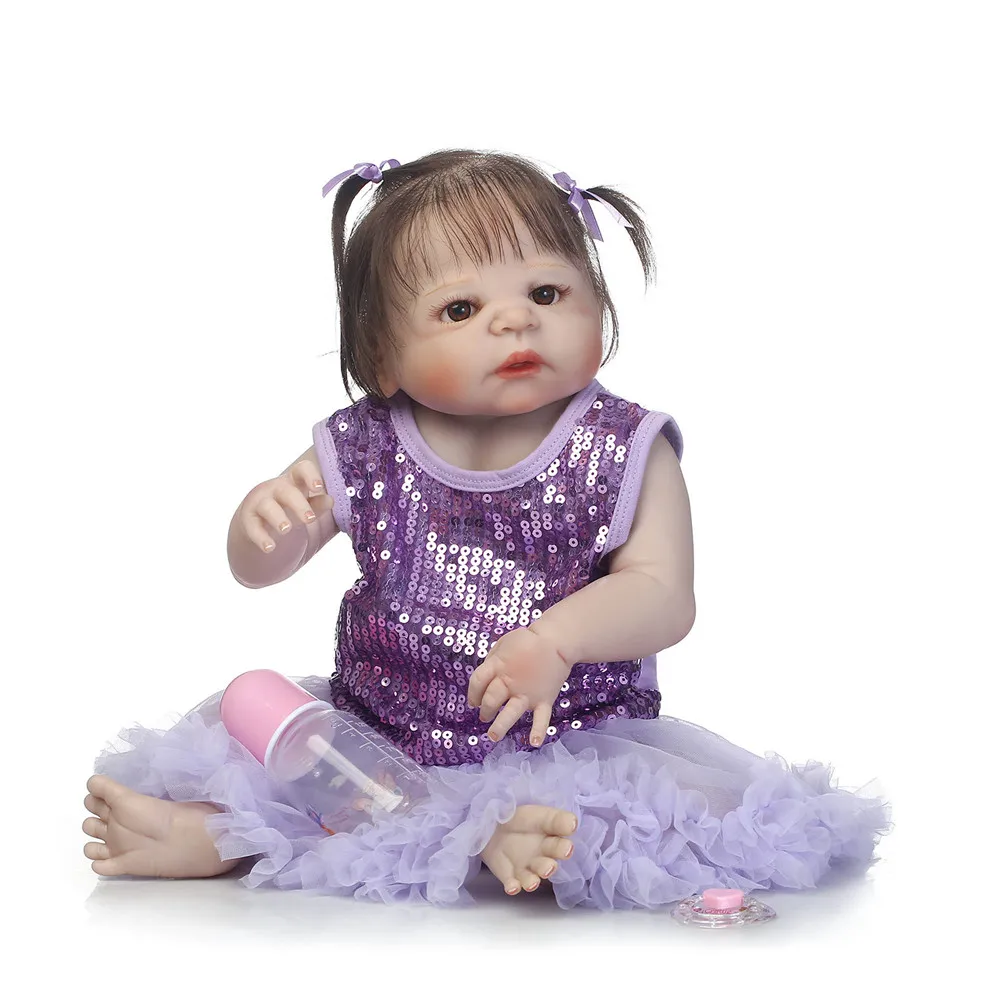 Силиконовая кукла reborn NPK 23 дюйма подарок для детей ванны Bebe живой bonecas | Игрушки и