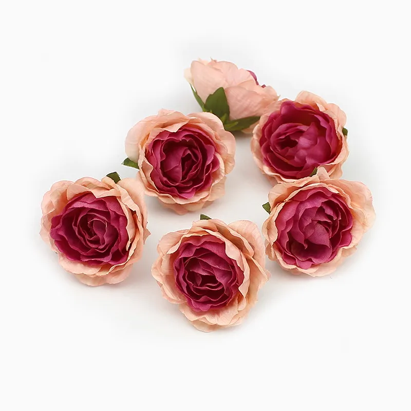 Fuschia HUADODO 10 штук 4,5 см искусственные цветочные головки пионов осенние яркие шелковые искусственные цветы для дома Свадебные украшения DIY декоративные - Цвет: Fuschia