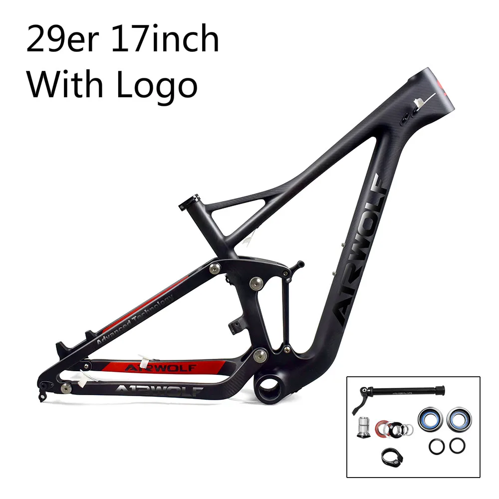 With Logo 17inch Airwolf 29er полная подвеска рама карбоновая для горного велосипеда в шоке 190*51 мм путешествия 122 мм Максимальный размер шин 2,4 ''Enduro 29er MTB рама - Цвет: With Logo 17inch