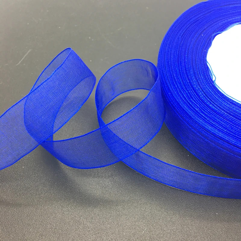 50 ярдов/рулон 5/8 дюйма 15 мм фотосессия синего цвета|organza ribbon bows|blue organza ribbonblue roll |