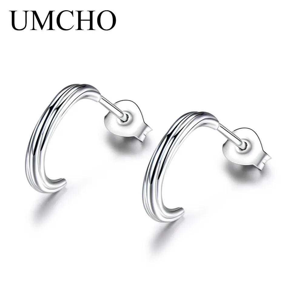UMCHO 100% Настоящее серебро 925 пробы Серьги Простые Модные серьги гвоздики для