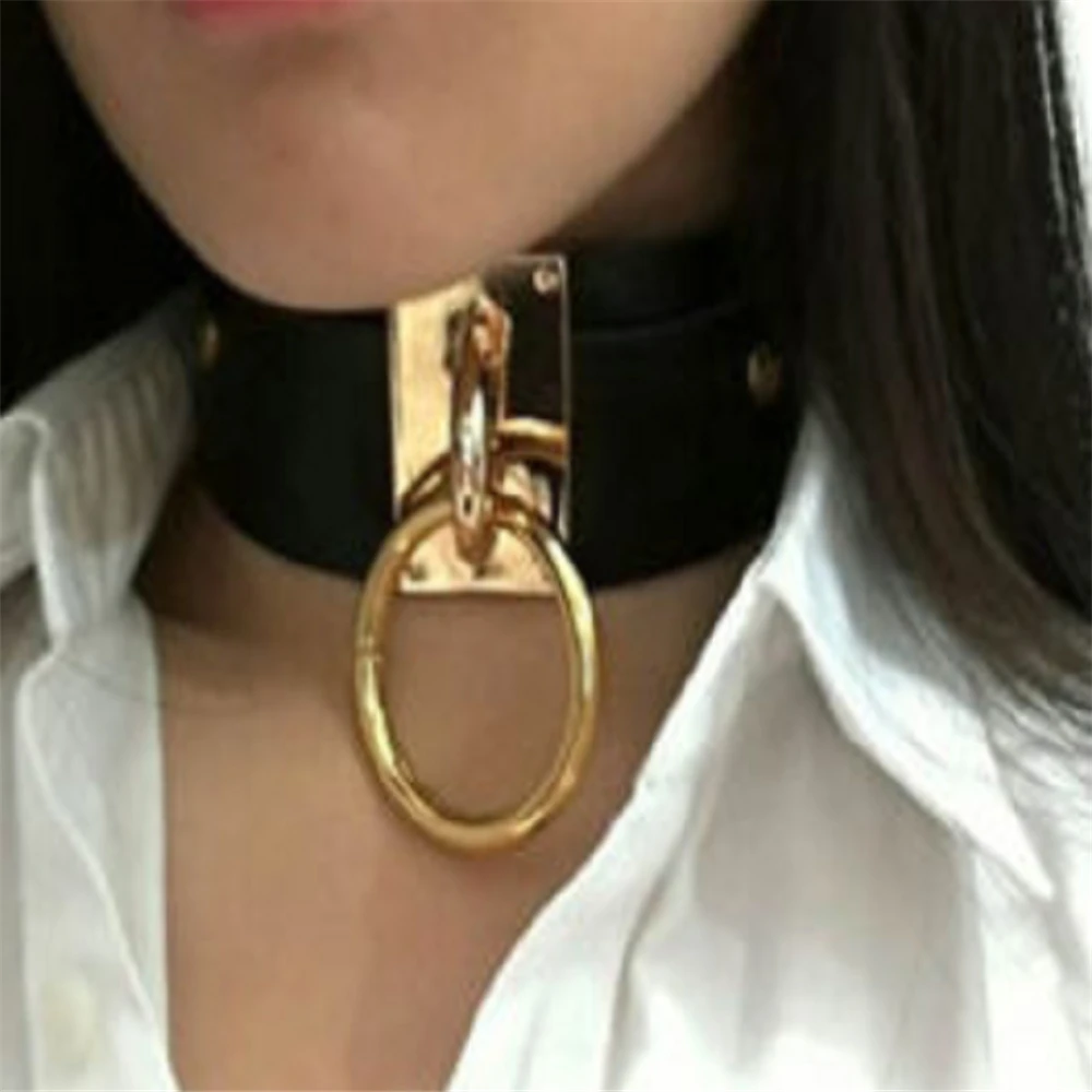 Women Fashion Punk Gothic Wide PU Leather O Circle Collar Choker Necklace | Украшения и аксессуары
