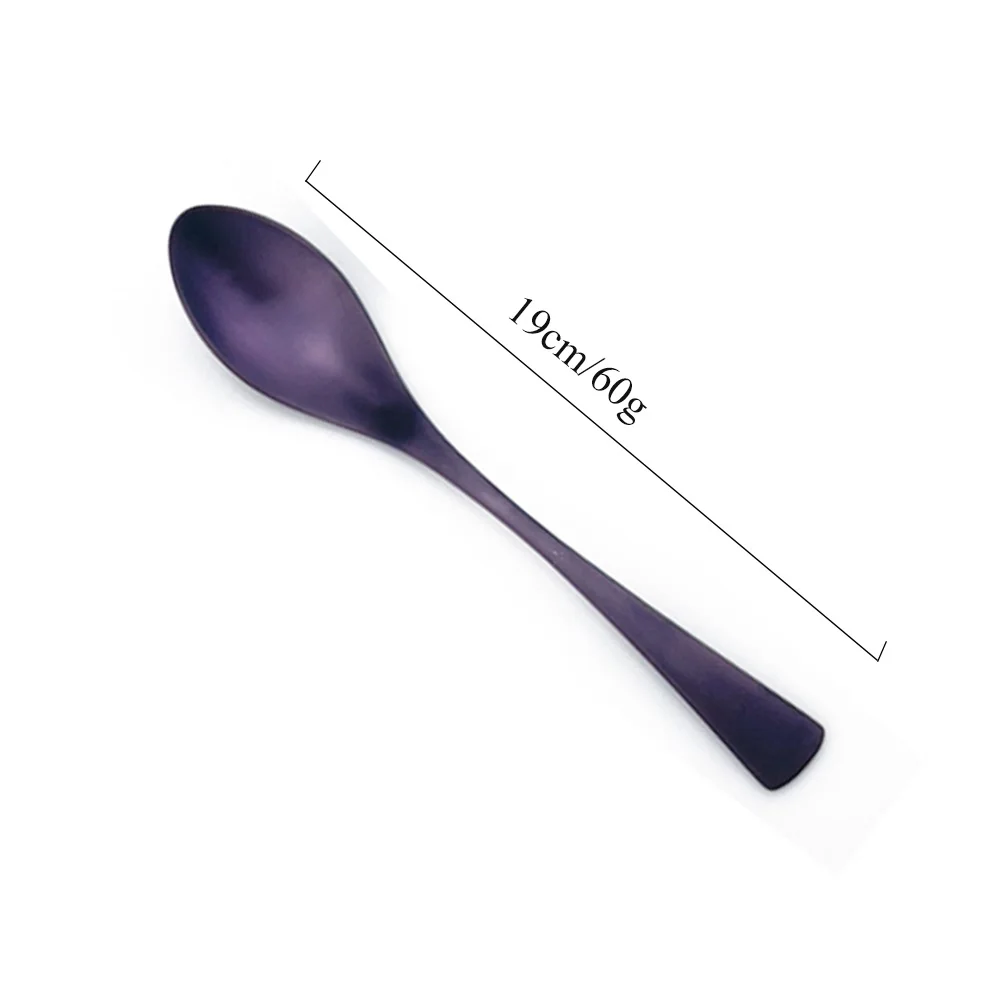 Dessert Spoon 1 шт., дизайн, матовая фиолетовая посуда, набор столовых приборов из 304 нержавеющей стали, набор острых ножей для стейка, вилки, чайная ложка, набор посуды - Цвет: Dessert Spoon