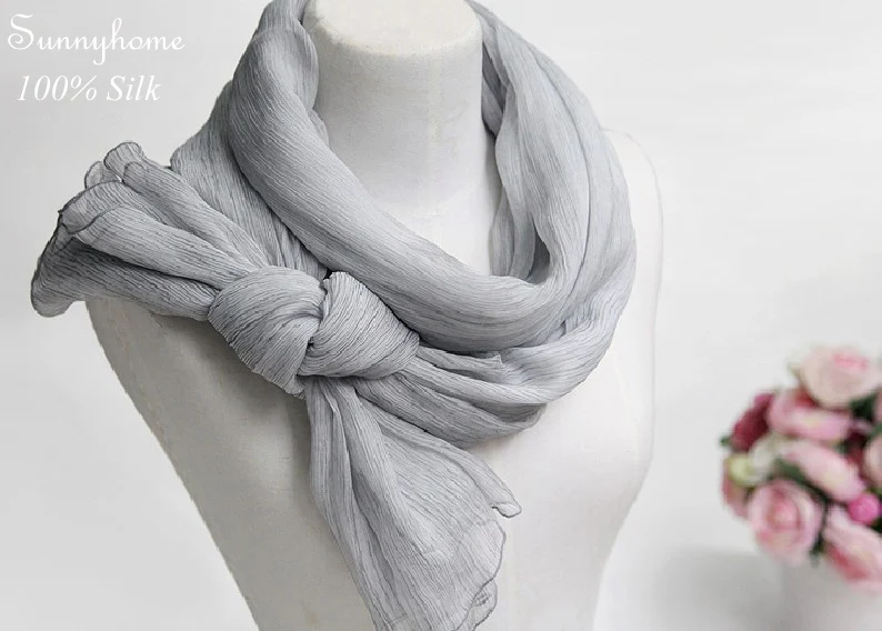 Chalinas Y Pashminas 100% PureTwill шелковый шарф Хиджаб 2016 летние пляжные шали и шифоновые шарфы