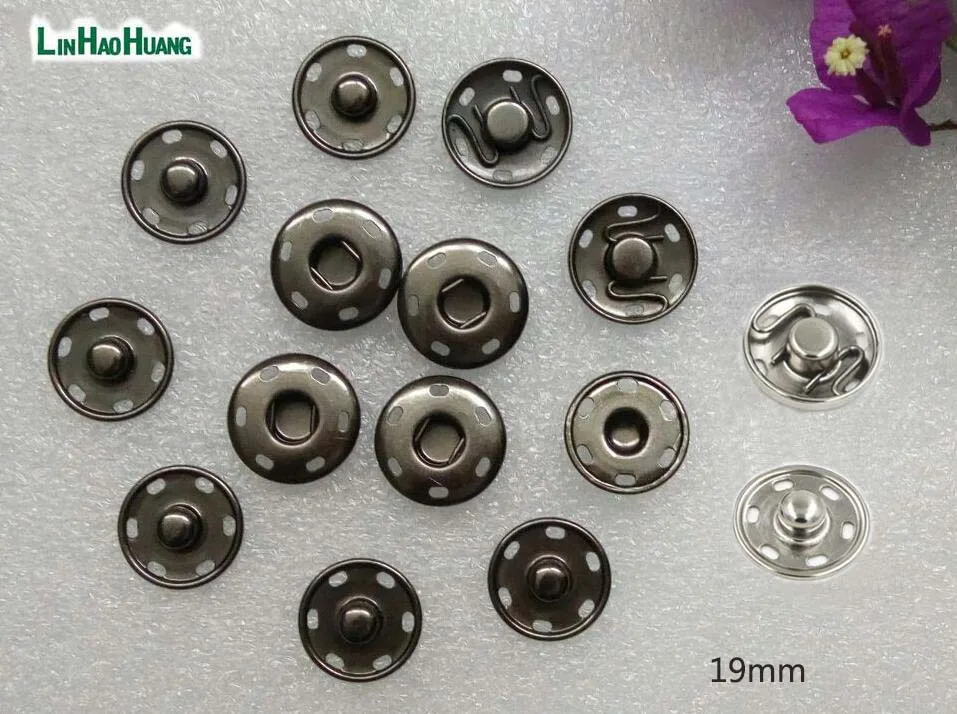 

DIY 100sets/lot 19mm metal brass 2 parts sew on press button snap fasteners silver/black free shipping 2016031404