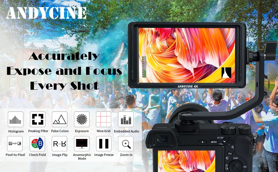 ANDYCINE A6 Lite 5 дюймов DSLR HDMI камера полевой монитор 1920x1080 Видео Peaking Focus assits входной выход DC выход с наклонным рычагом