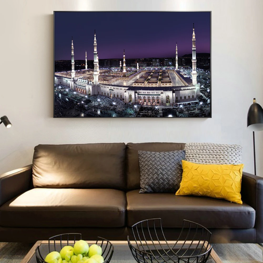 Mecca Holy Land Nightscape настенные постеры Реалистичная мусульманская мечеть