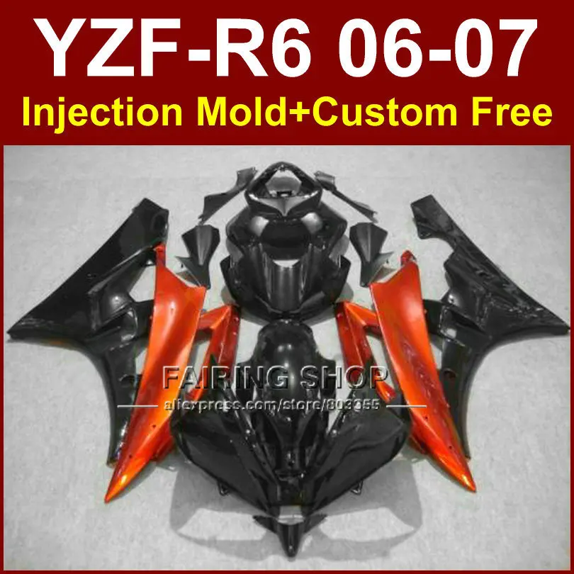 

Новинка! Оранжевые черные комплекты обтекателей для мотоцикла YAMAHA YZFR6 2006 2007 комплект обтекателей YZF1000 YZF R6 06 07 ABS Обтекатели ERR