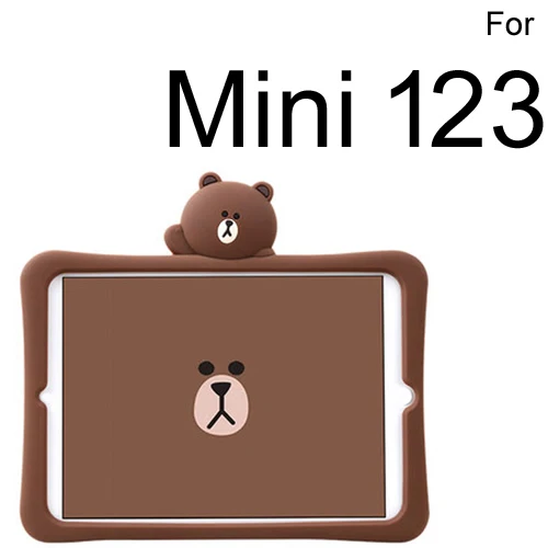 For mini123 brown Чехол для ipad дети силиконовый милый мультфильм медведь Air 12 Pro 9,7 mini 1 2 3 4 противоударный портативный моющийся защитный - Цвет: For mini123 brown