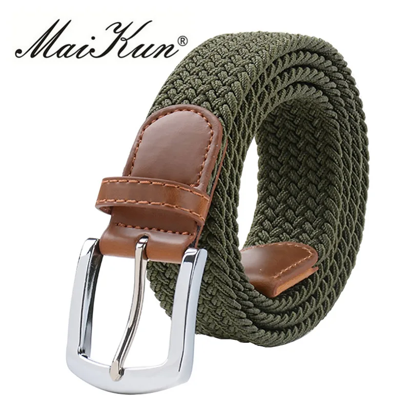 MaiKun Men's Belts for Men Metal Pin Buckle Elastic Male Belt Military Tactical Belt