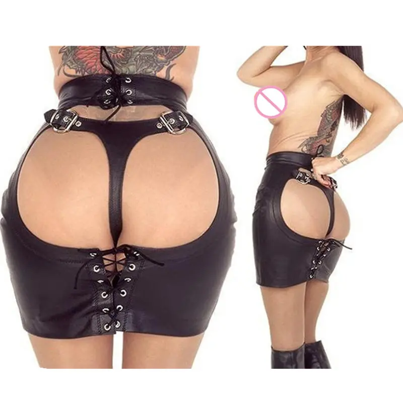 Фетиш раб искусственная кожа открытые бедра бондаж порка юбка сексуальные на
