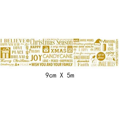 02 gold christmas 9 см* 5 м Рождественский Санта Клаус васи лента DIY декоративный альбом-ежедневник маскирующая лента клейкая лента этикетка наклейка канцелярские товары - Цвет: 02 gold christmas