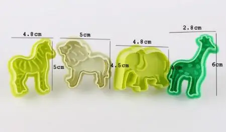 DIY Выпекание Формочки животные Рождество Пасха 3D формочки для печенья формочки для тортов мультфильм Sugarcraft Декор кухонный инструмент GYH - Цвет: 4pcs animals