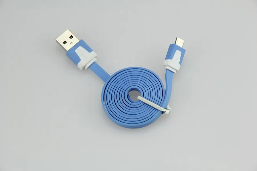 50 шт./лот, 1 м, 2 м, 3 м, плоский кабель-лапша, Micro USB, 2,0, USB кабель для синхронизации данных, зарядное устройство, адаптер для передачи данных