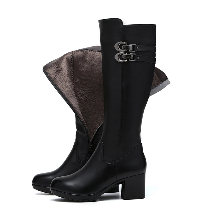GKTINOO Women Winter Shoes High Quality Knee Boots Warm Plush Genuine Leather | Обувь
