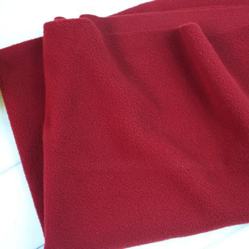 Бордовая Полиэстеровая флисовая ткань противопилинговая односторонняя ручной