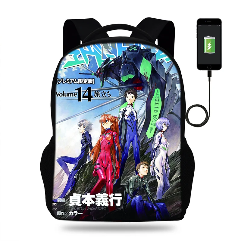 Neon Genesis Evangelion принт рюкзак школьный для девочек/мальчиков подростков ранец USB