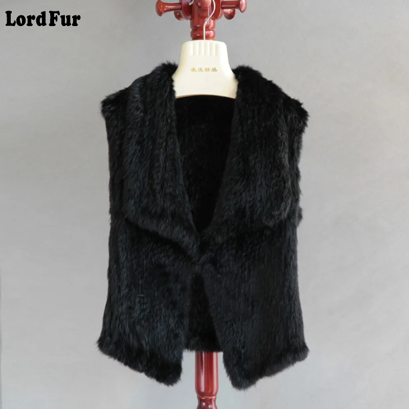 (TopFurMall) женский модный натуральный вязаный жилет из кроличьего меха с отложным
