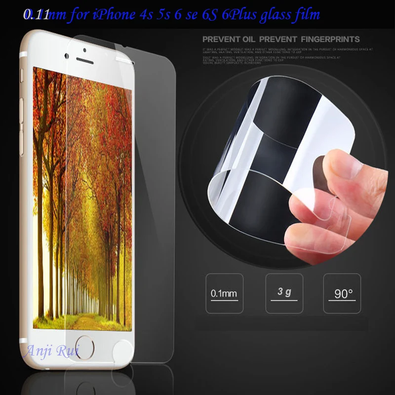 

Retail Package 0.11mm tempered glass film for iPhone 5 5s SE 7 7Plus tempered glass for iPhone 6 6S 6Plus screen protector film