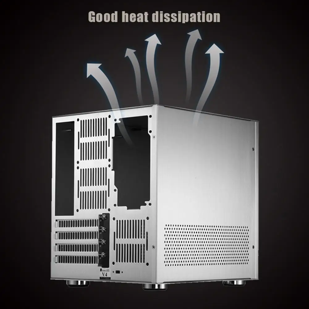 Алюминиевый сплав мини-чехол для настольного компьютера для M-ATX ITX материнская плата серебристый чехол для компьютера башни с 4 слотами расширения