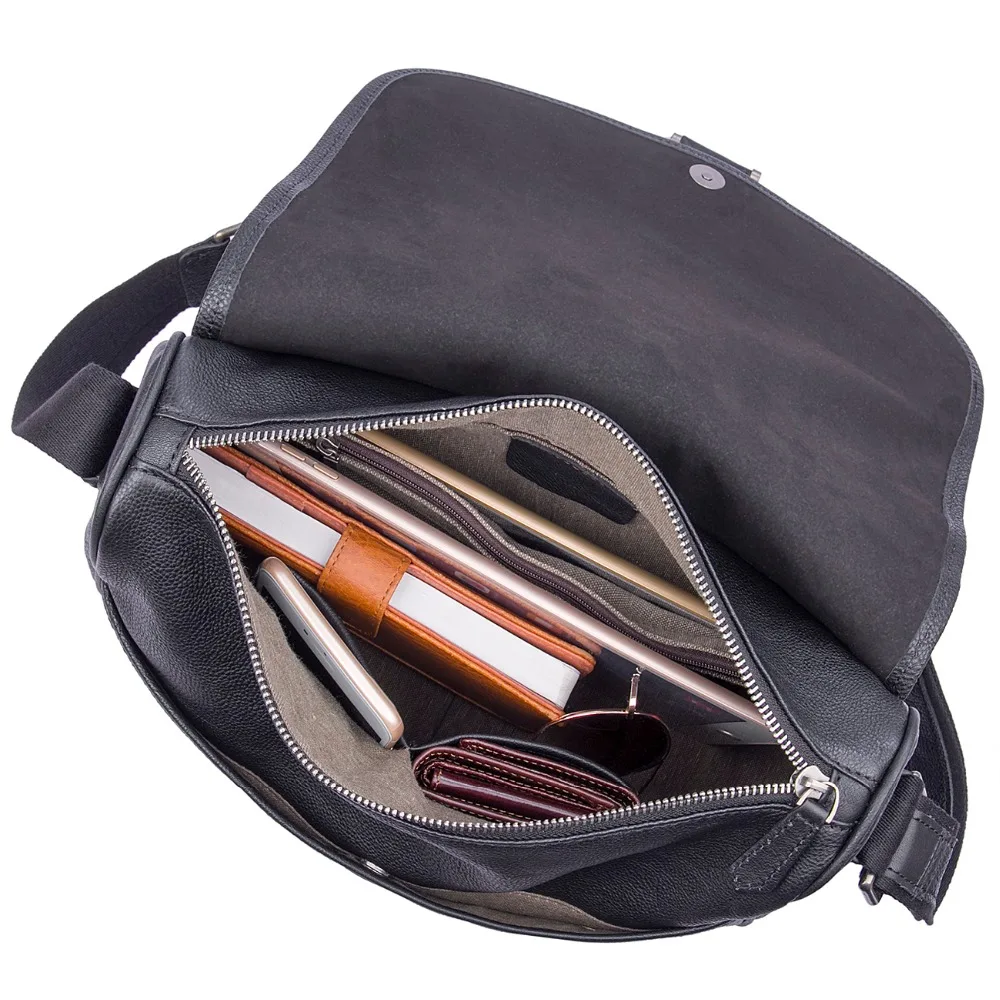 

J.M.D Shiny Real Cow Leather Men's Shoulder Bag Practical Messenger Bag Vintage Sling Bag Small Flap Bag 1030A/1030Q