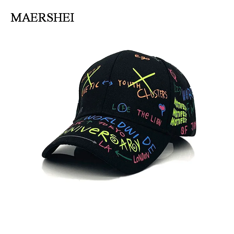 MAERSHEI, брендовая летняя бейсболка, граффити, солнцезащитные кепки, хип-хоп козырек, Весенняя Кепка, регулируемая бейсболка, кепки для женщин