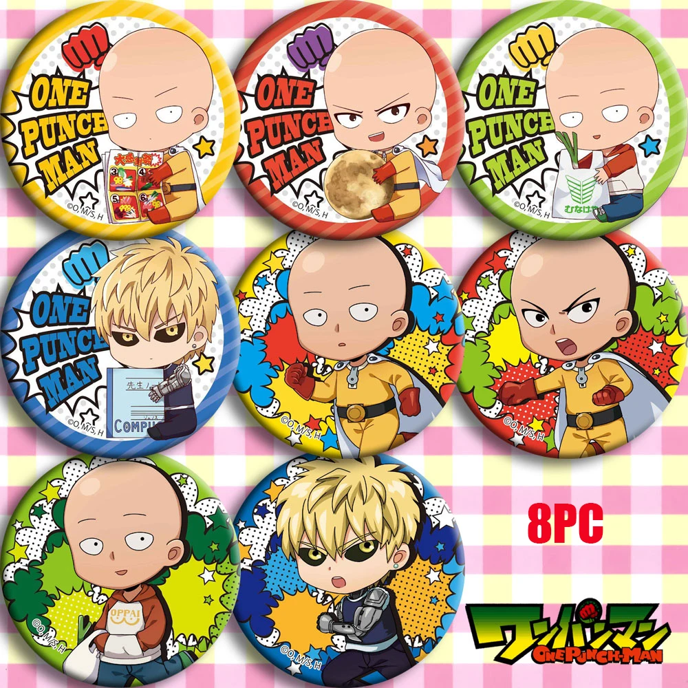 58MM Japan Anime ONE PUNCH-MAN Saitama Genos Tatsumaki Cosplay Bedge Cartoon Collect Backpack Bag Badge Button Brooch Pin Gift |