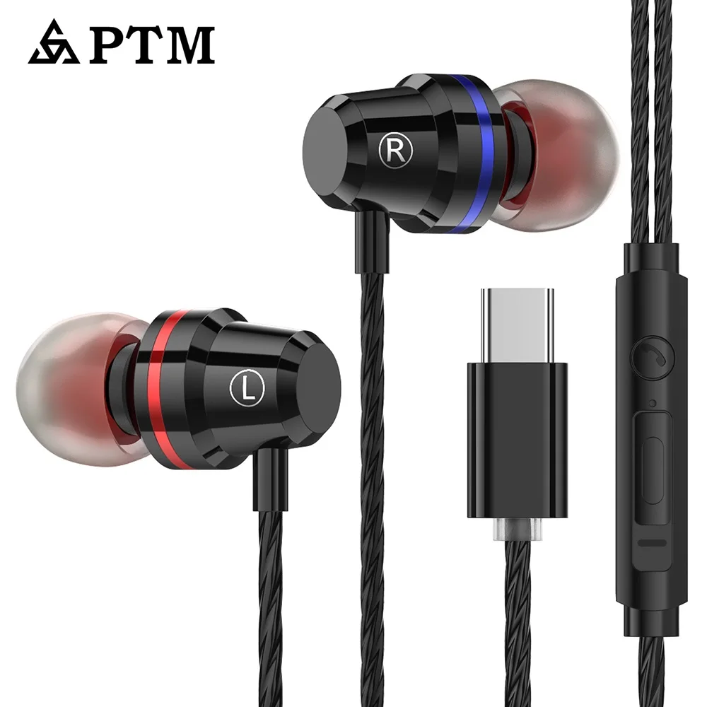 PTM M4 USB Type C наушники бас с микрофоном гарнитура для Huawei Xiaomi 6 6X 8 Mix2 note3 Nubia z17 Oneplus Letv