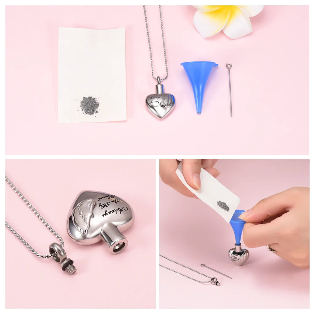 Памятное женское ожерелье Wing Angel In Heart брелок из розового золота для кремации