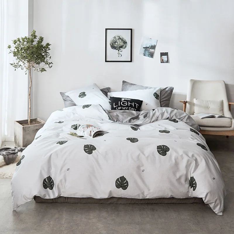 3/4pc 100% Cotton bedding set Single Queen King size duvet cover fitted sheet pillow cases nordic quilt covers white bed linens | Дом и сад