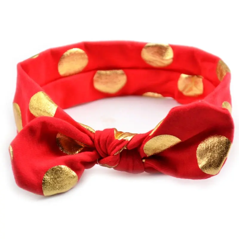 2016 new baby knotted headband children's golden dots rabbit ears hair accessories with | Детская одежда и обувь