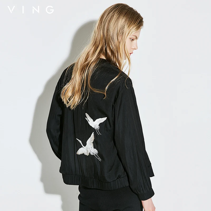 Винг Для женщин Летняя мода китайский краны Вышивка с длинными рукавами короткая