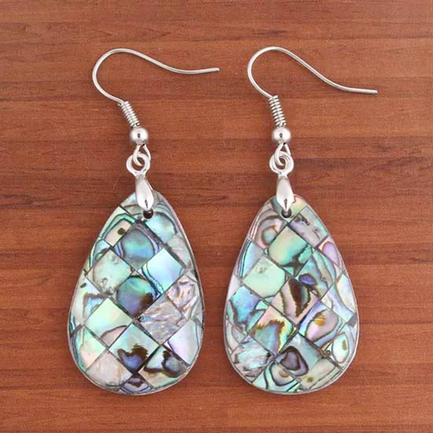 

Trendy-beads 1 Pair Silver Pltaed Abalone Shell Water Drop Earrings For Party Jewelry
