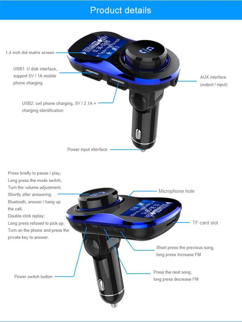 BONOLA Многофункциональный Bluetooth Handsfree Car Зарядное устройство 2USB цифровой Дисплей MP3 плеер gps fm-передатчик для мобильного телефона