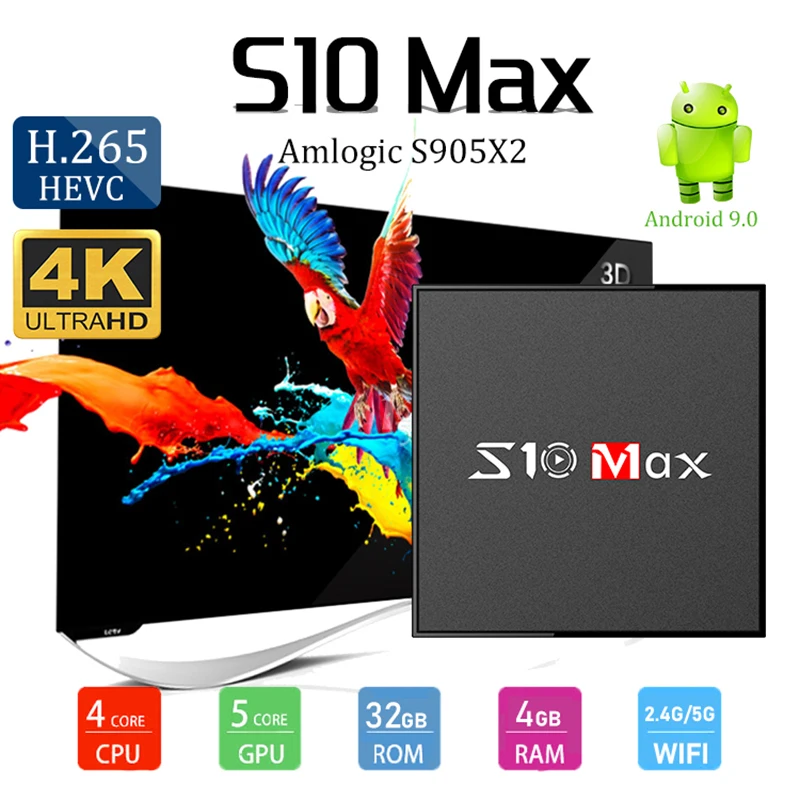 S10 MAX 4 ГБ 32 ГБ Android 9,0 Smart tv BOX Amlogic S905X2 четырехъядерный телеприставка медиаплеер Поддержка 5G wifi BT USB3.0 TT box