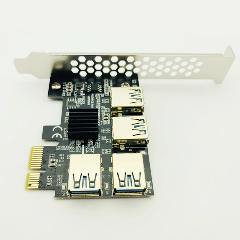 New 4 Ports PCIe Riser Adapter Board PCI-E 1x to USB 3.0 Rabbet GPU Extender Ethereum ETH/Monero XMR/Zcash ZEC 1 | Компьютеры и офис
