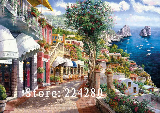 

Needlework,Seaside town scenery Handwork 14CT For Counted Embroidery,DIY Cross stitch kits,Art Cross-Stitching Home Decor