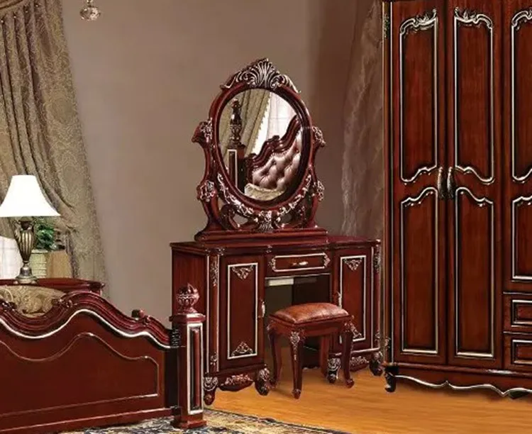 Современная Европейская кровать из массива дерева модная резная кожаная французская мебель для спальни king size HC0030
