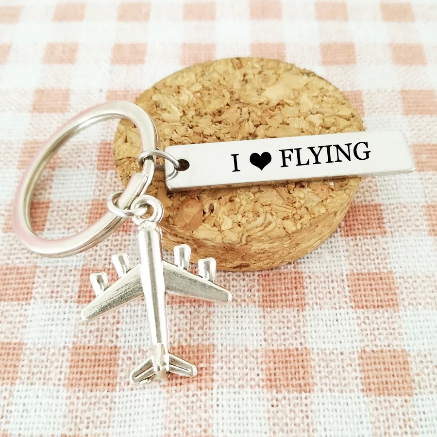Новый брелок для ключей Chaveiro с гравировкой I Love Flying пилота авиационного персонала