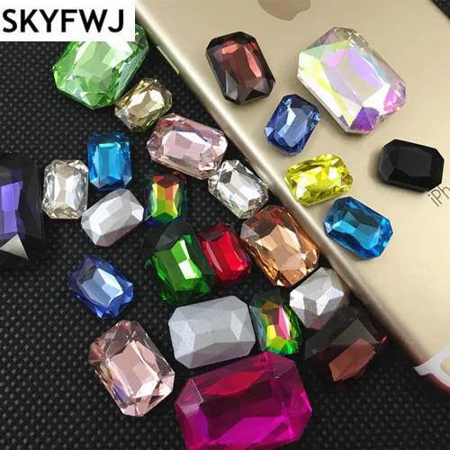 

Rectangle Rhinestone 4x6,6x8,8x10,10x14,13x18,18x25,18x27mm All Colors Pointback Glass Crystal Stones DIY Garment dress making