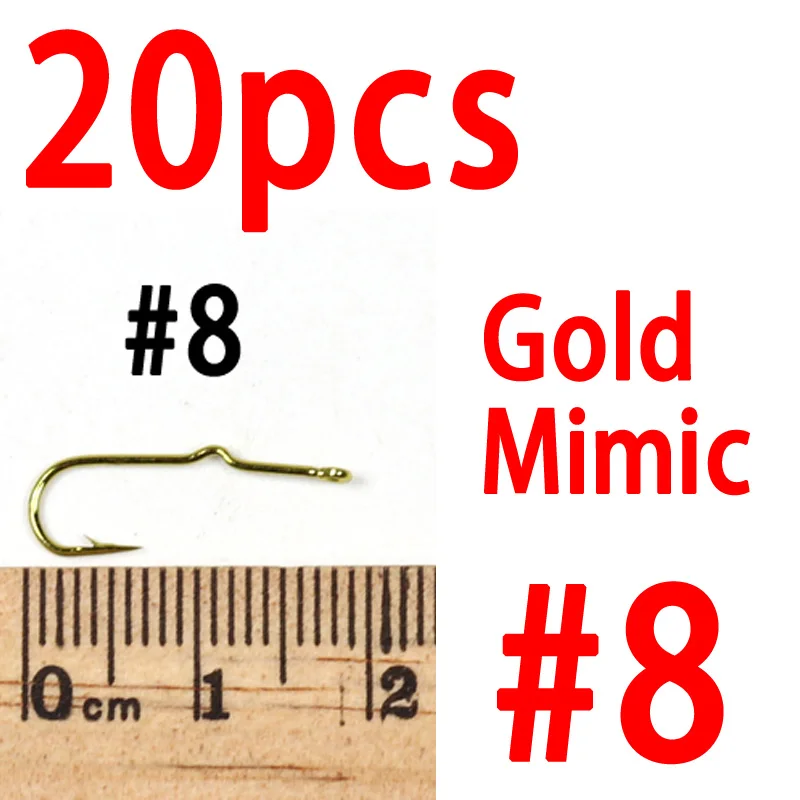 20pcs size 8 gold Bimoo 20 шт. Поппер мухобойка хвостовик Sproat крючок мухобойка рыболовный крючок длинный хвостовик Крючки#2#6#8#12 - Цвет: 20pcs size 8 gold
