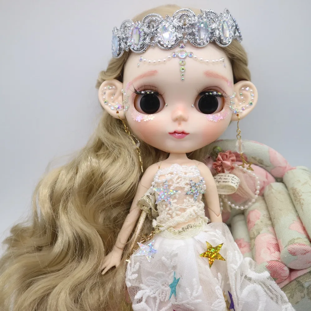 Кастомизация кукла DIY соединение тела Обнаженная blyth кукла для девочек, включая одежду и серьги Красивая девушка